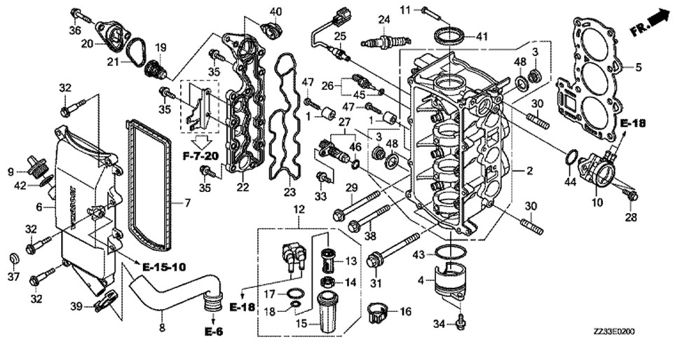   ,    Honda BF60A LRTU, Cylinder Head