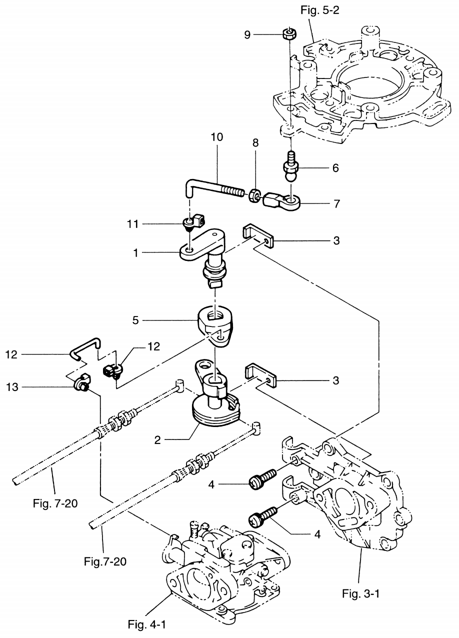 throttle mechanism tohatsu M9.8 B -  