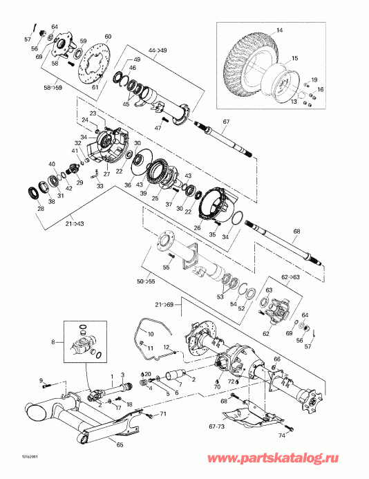  BRP Traxter, 7400/ 7401/7413/7414, 1999  - Drive System, Rear