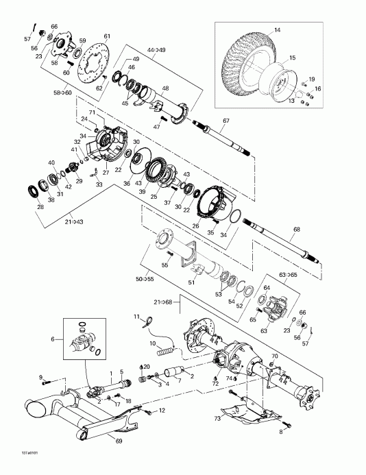 ATV  Traxter, 7423/7424 (yellow/jaune), 2001 - Drive System, Rear