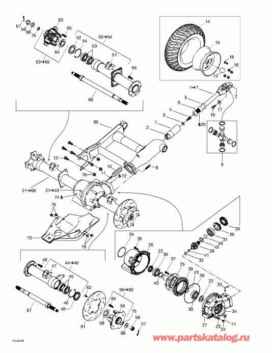 ATV Bombardier Traxter Footshift, Green/vert, 2001 - Drive System, Rear