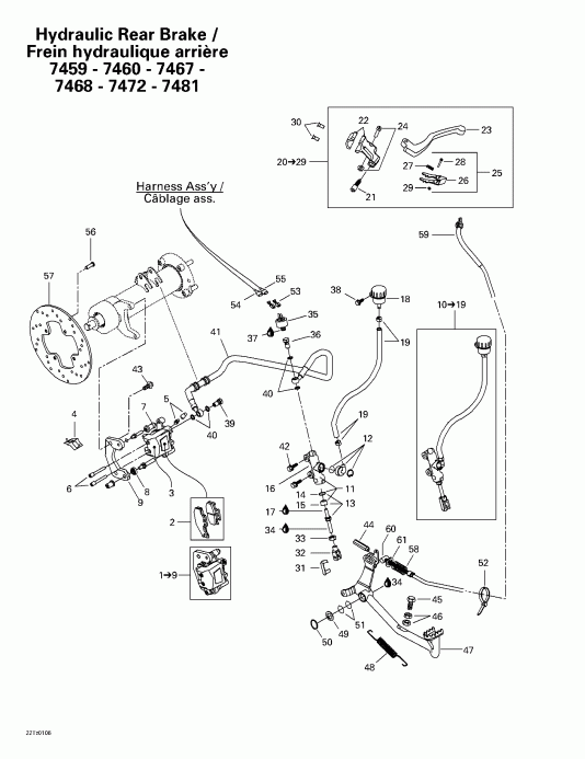  Bombardier Traxter XT, 7467/7468/7472/7481, 2001  - Hydraulic Rear Brake (7459 7460 7467 7468 7472 7481)