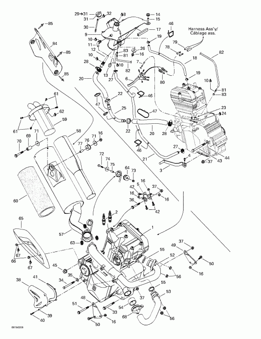 ATV Bombardier DS 650 Baja, 2002  - Exhaust And Engine System