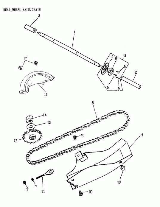    Mini DS 90 2-strokes, 2002 - Rear Wheel Axle,  170-22