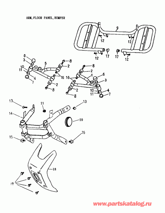 BRP Mini DS 90 2-strokes, 2002 - Arm, Foot Rest, Bumper 170-14