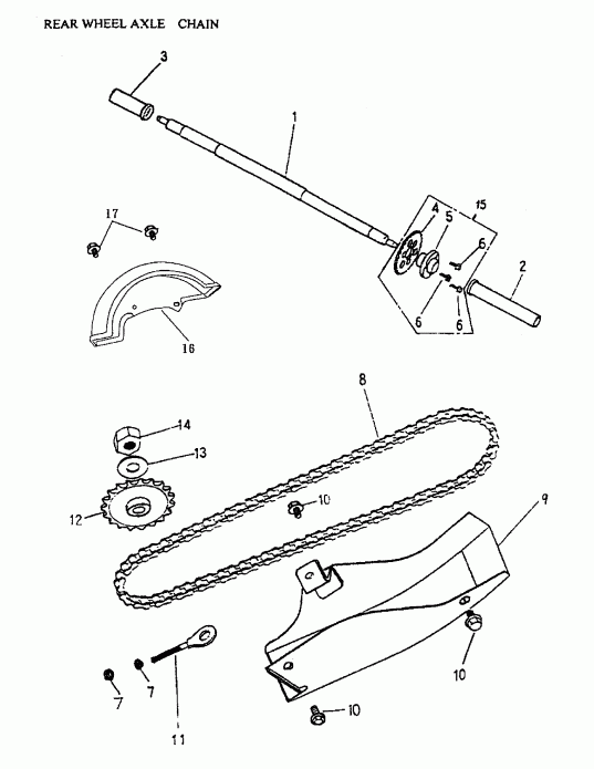   Mini DS 50 2-strokes, 2003 - Rear Wheel Axle,  166a-22