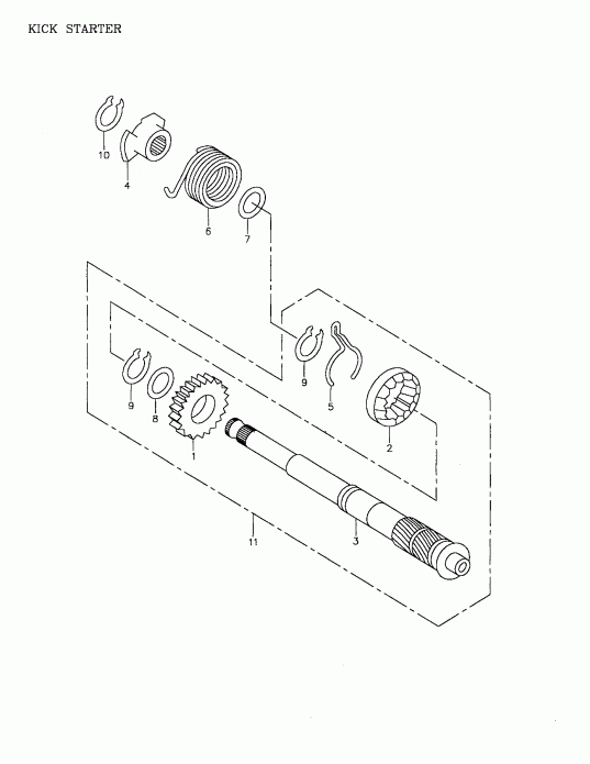 Mini DS 90 4-strokes, 2003 - Kick Starter 172a-12