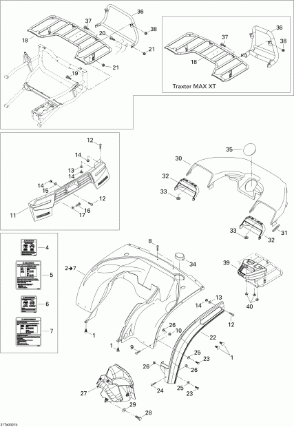    Traxter Max Std & Max XT, 2004 - Body And Accessories, Rear View