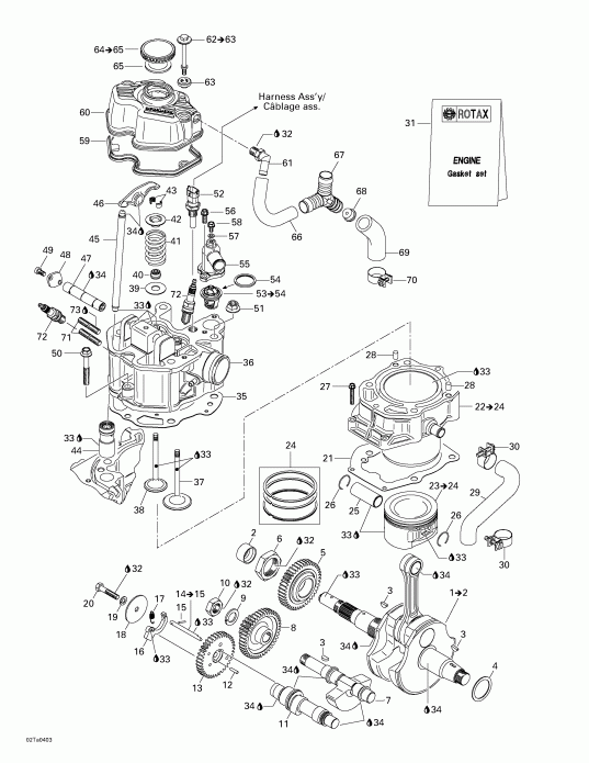  BRP Traxter XL, 2004  - Crankshaft, Pistons And Cylinder