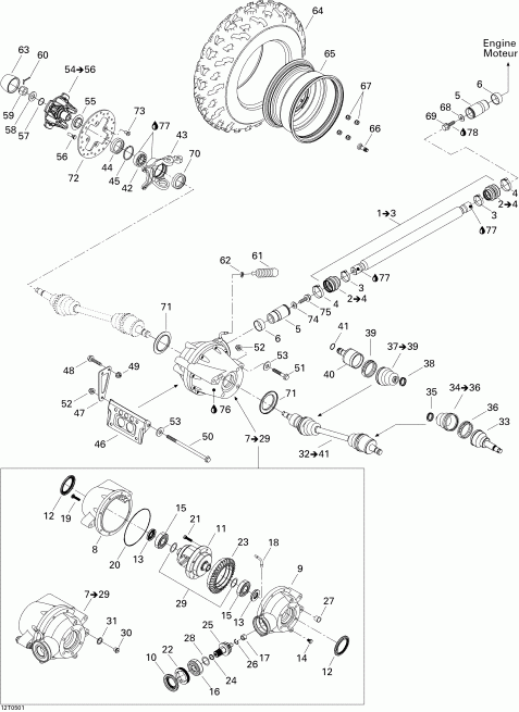 BRP Traxter Max Std & Max XT, 2005  - Drive System, Front