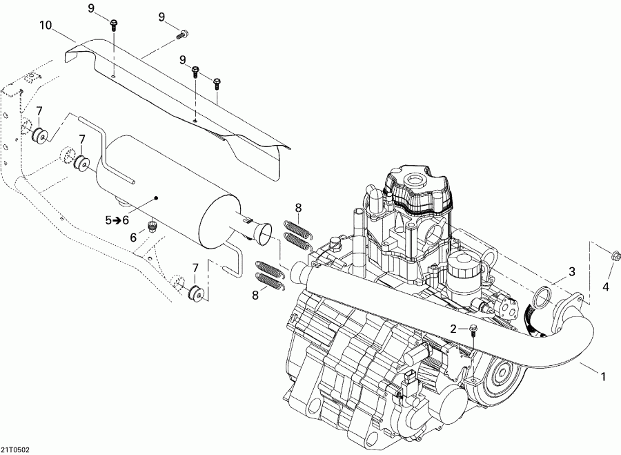 BRP  Traxter XT, 2005 - Exhaust System