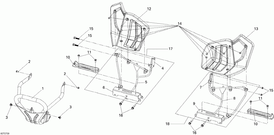 ATV BRP DS 250, CE, 2007 - Front Bumper And Footrests