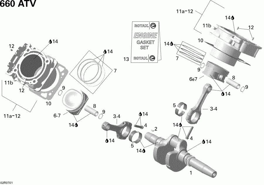  BRP  Outlander MAX 650 STD 4 X 4, 2007 - Crankshaft, Piston And Cylinder