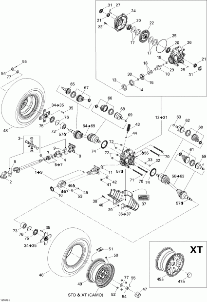  Bombardier  Outlander MAX 650 STD 4 X 4, 2007 - Drive System, Rear Std