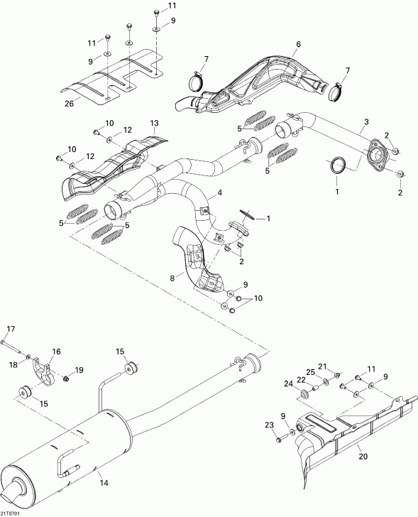 BRP  Outlander MAX 650 XT 4 X 4, 2007 - Exhaust System