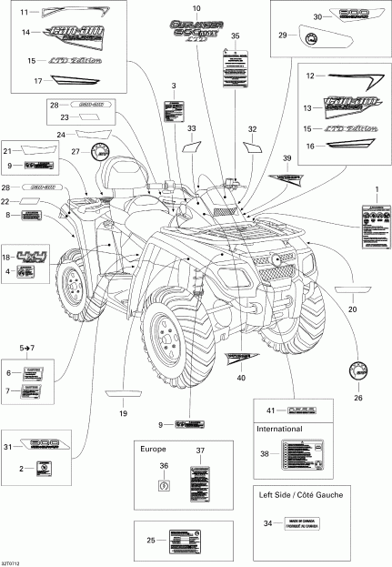  BRP Outlander MAX 800 LTD 4 X 4, 2007 - Decals