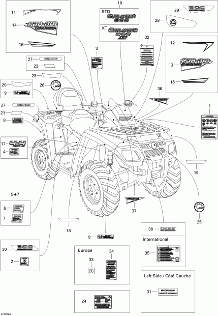  BRP  Outlander MAX 800 XT 4 X 4, 2007 - Decals Xt