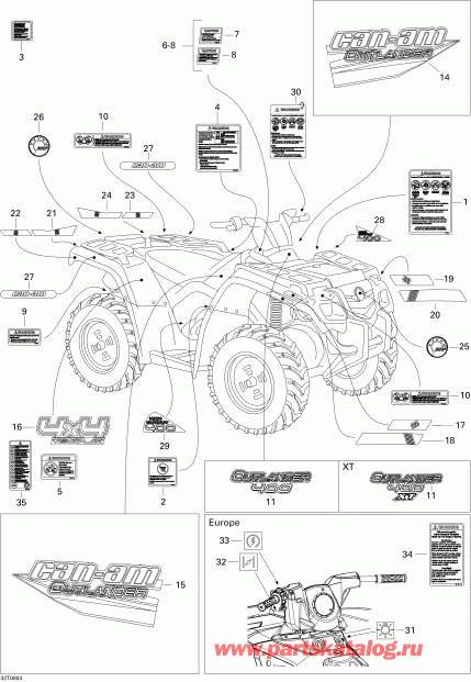 ATV Bombardier  Outlander 400 XT, 2008 - Decals Xt