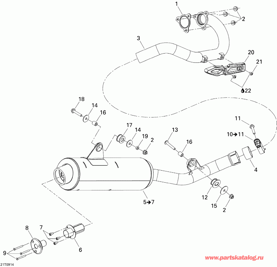 DS 450 CE STD & X (3F9D,3G9D), 2009 - Exhaust System