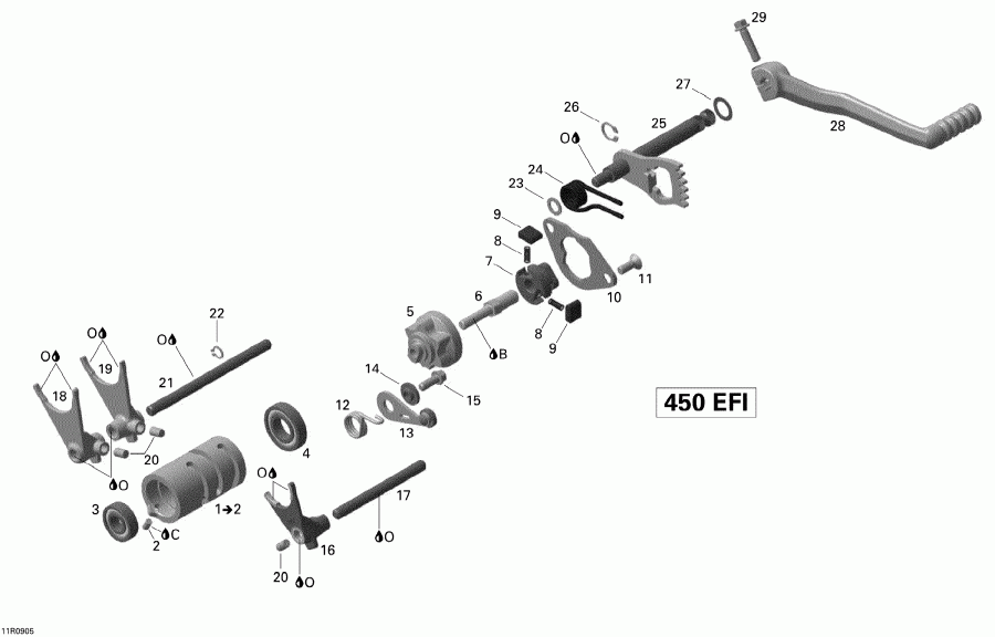 ATV BRP DS 450 Xxc, Xmx EFI, 2009  - Shifting System