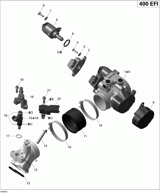    Outlander Max 400 EFI, 2009 - Intake Manifold And Throttle Body