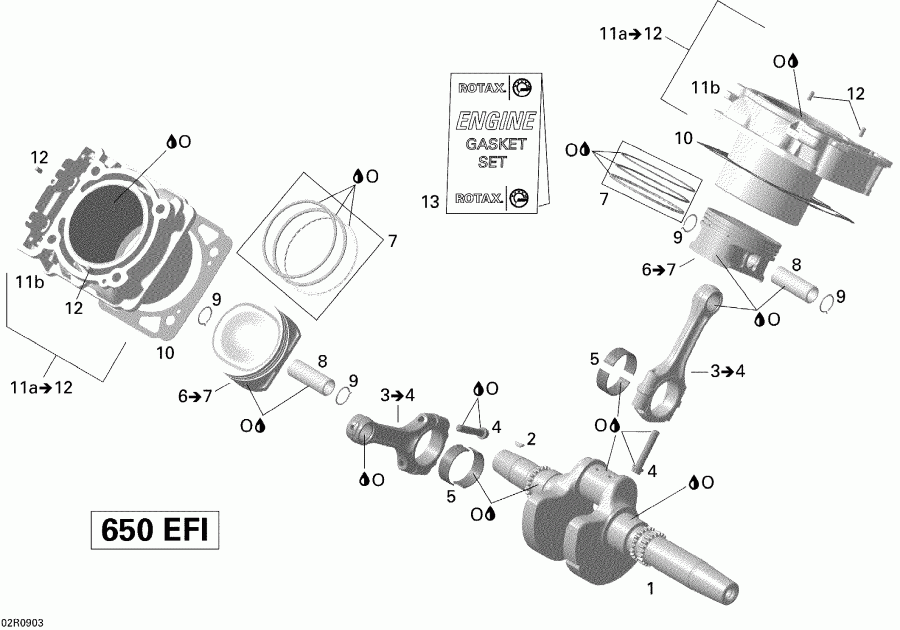 Bombardier  Outlander Max 650 EFI, 2009 - Crankshaft, Piston And Cylinder