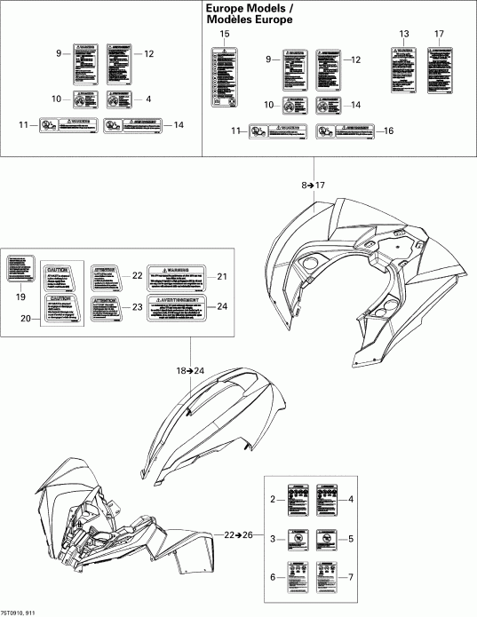  Bombardier Renegade 500, 2009 - Fender And Central Panel Kit