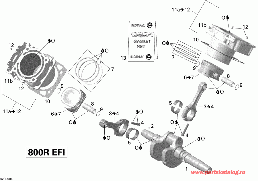 Renegade 800R EFI X, 2009  - Crankshaft, Piston And Cylinder