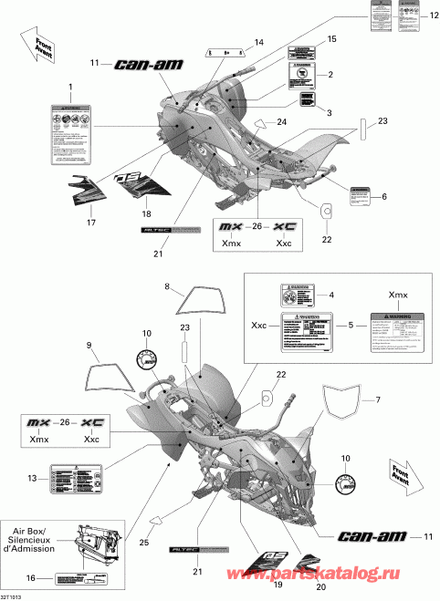 ATV BRP DS 450 Xxc, Xmx EFI, 2010 - Наклейки Xmx Мотовездеход BRP модификация DS 450 Xxc, Xmx EFI, 2010 - Наклейки Xmx