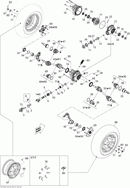 ���������� Bombardier ������ Outlander Max 650 EFI, 2010 - Drive System, Front