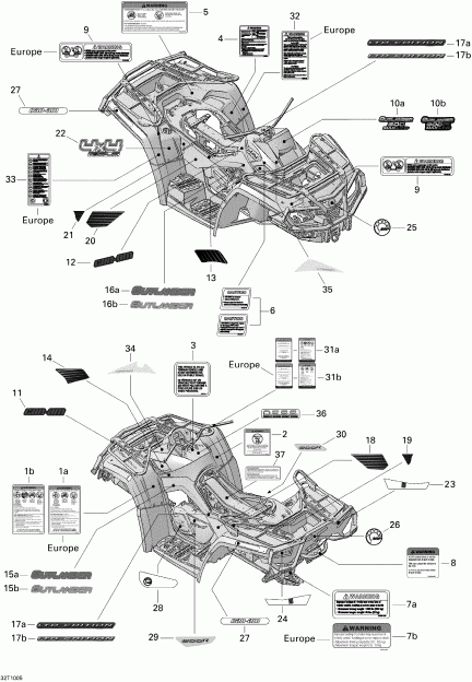  BRP  Outlander Max 800R EFI Ltd, 2010 - Decals 800r Efi