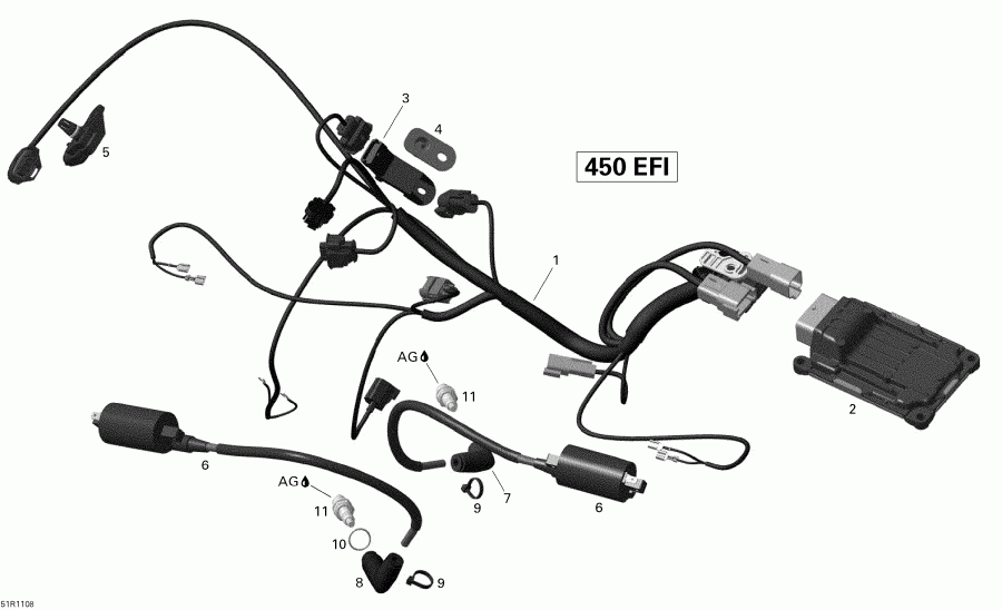 ATV  DS 450 EFI, 2011 - Engine Harness And Electronic Module