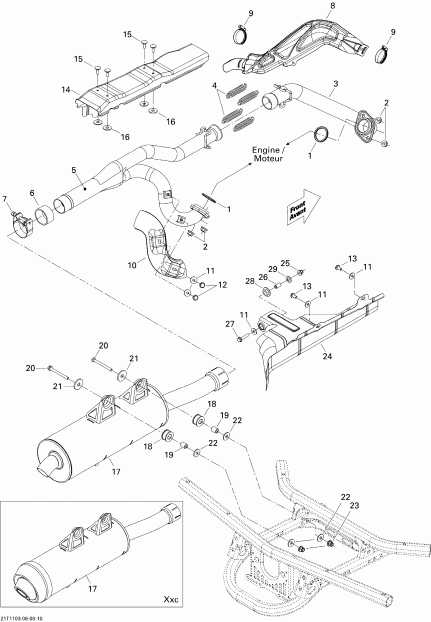 Мотовездеход Bombardier Outlander 650 EFI, 2011 - Exhaust System Мотовездеход - Выхлопная система