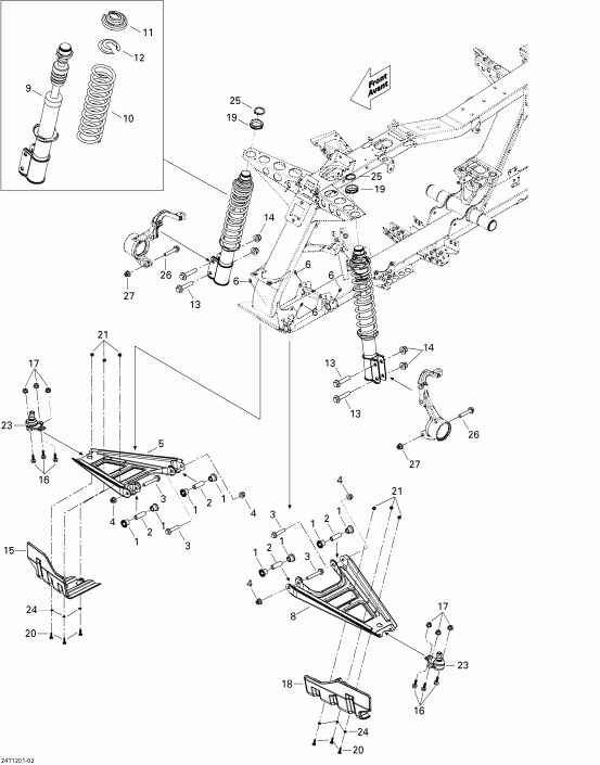   Outlander Max STD, XT, 400 EFI, 2012 - Front Suspension