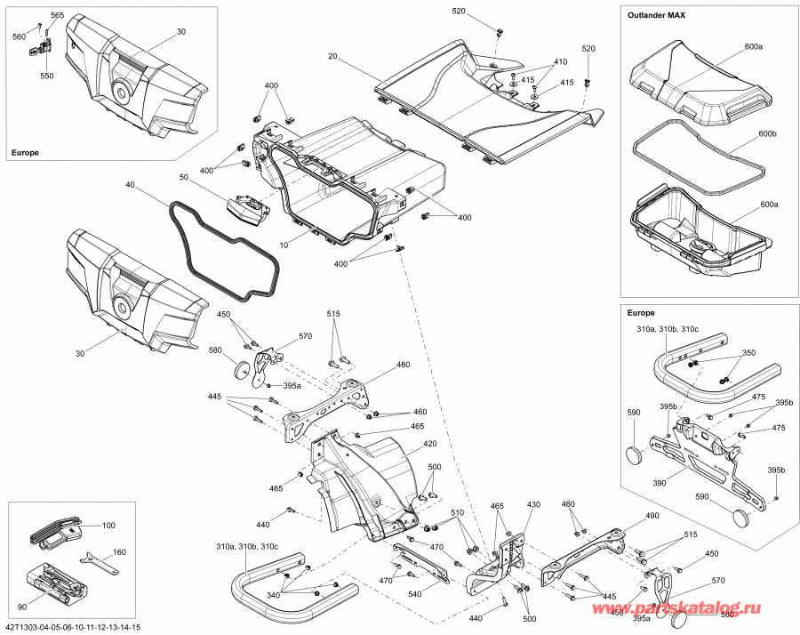 Outlander 1000EFI, DPS, XT & XT-P, 2013  - Rear Cargo Box