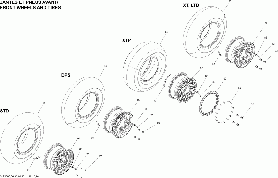 BRP Outlander MAX 650EFI STD, DPS & XT, 2013 - Wheels And Tires Front