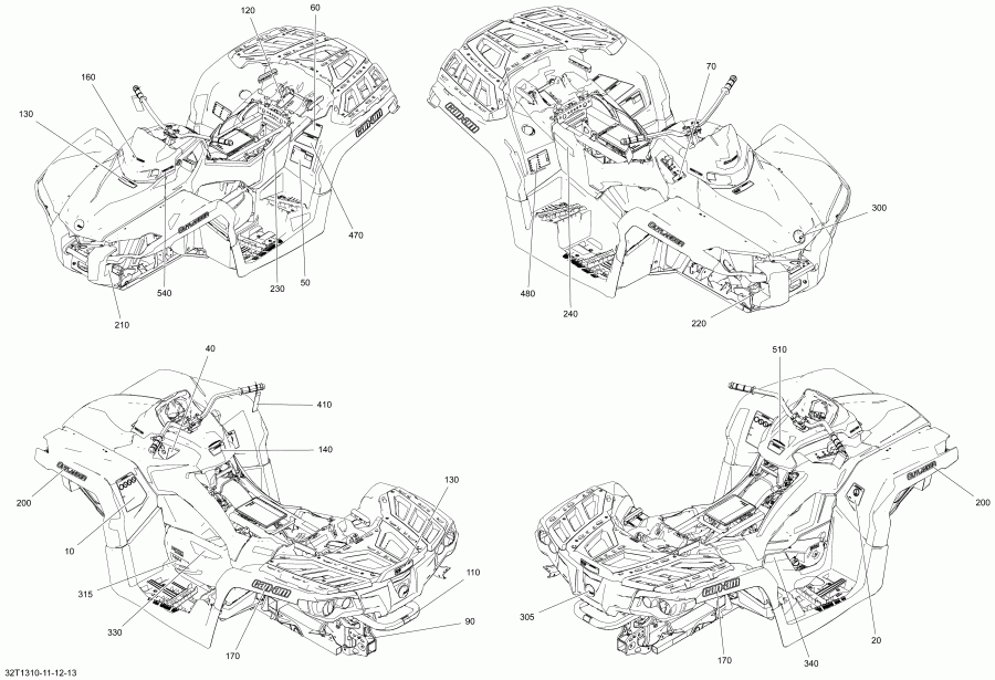 ATV BRP Outlander MAX 800R EFI, DPS, XT & XT-P, 2013 - Decals