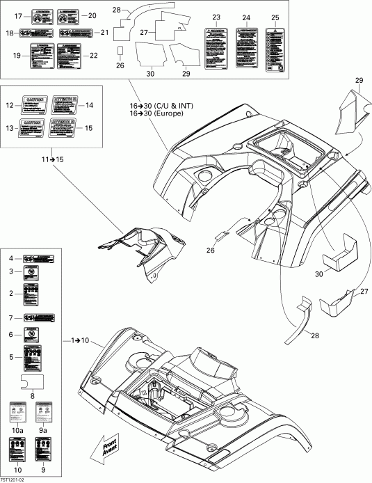  BRP - Fender  Central Panel Kit