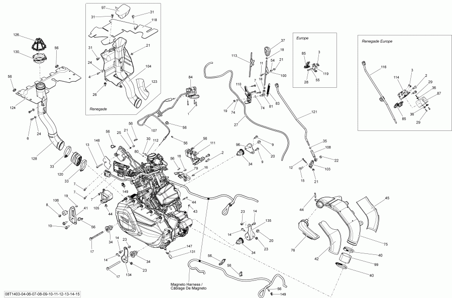  BRP Outlander 800R EFI, STD, DPS, XT & XT-P, 2014  - Engine