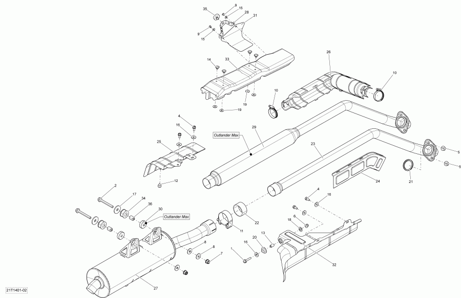  Outlander Max 400 EFI, STD, XT, 2014 - Exhaust System