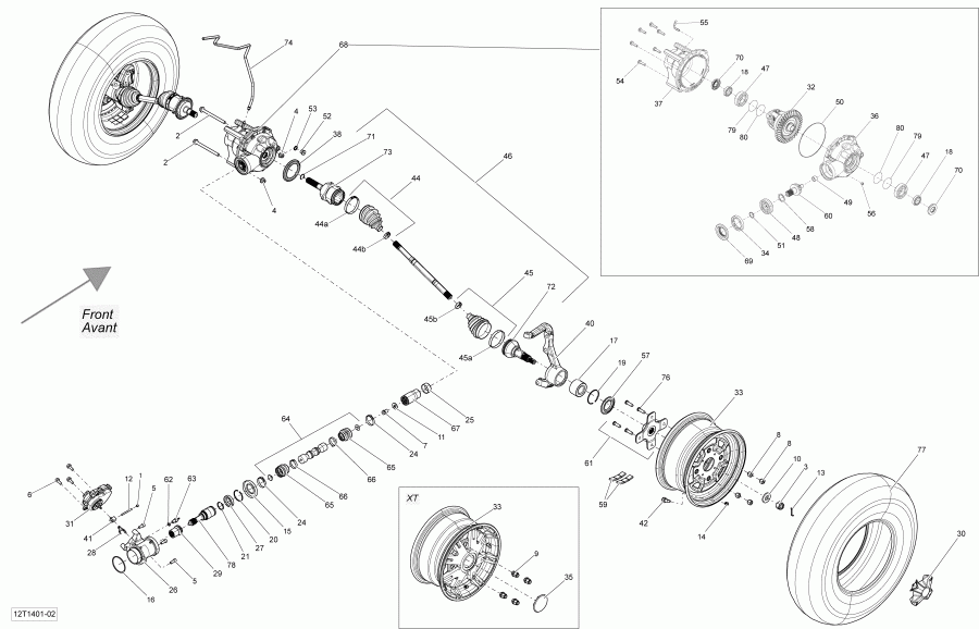    Outlander Max 400 EFI, STD, XT, 2014 - Drive System, Front