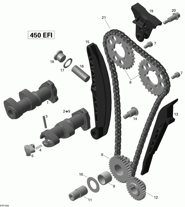 DS 450EFI Xxc, Xmx, 2015  - Camshafts And Timing Chain