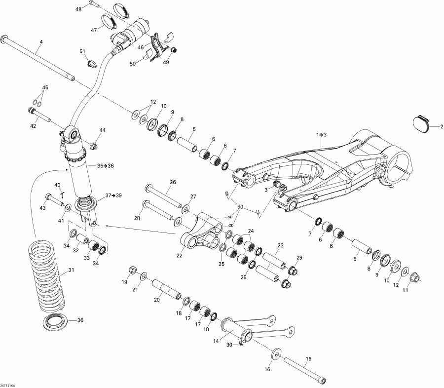  Bombardier DS 450EFI Xxc, Xmx, 2015  - Rear Suspension Xmx