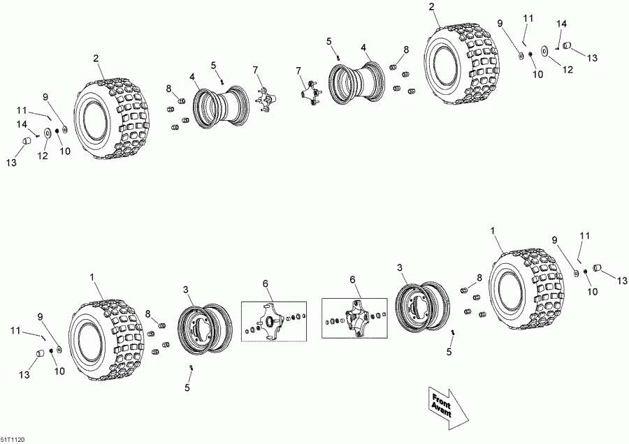 BRP DS 90 X Mini, 2015 - Wheels  Tires