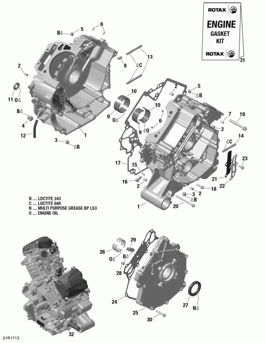 BRP  Renegade, 2017 - Crankcase 1000r Efi (except Xmr)