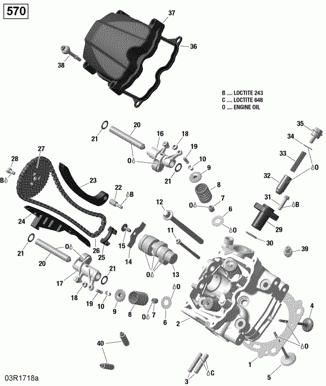 Bombardier Outlander 570 EFI T3 including old EU Regulation - Built before Nov 2017, MY 2018 - Cylinder Head, Front 570 Efi