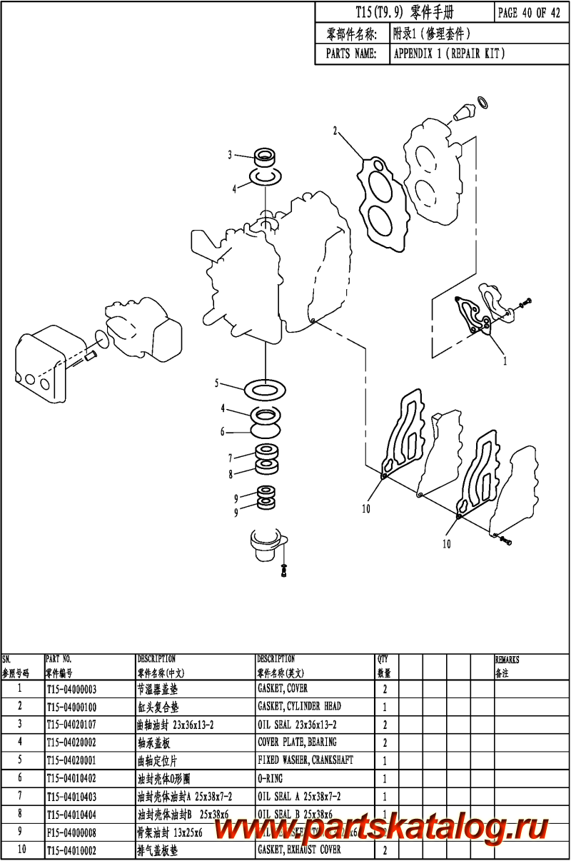   ,   , Parsun,  T9.9 APPENDIX 1 (REPARE KIT)