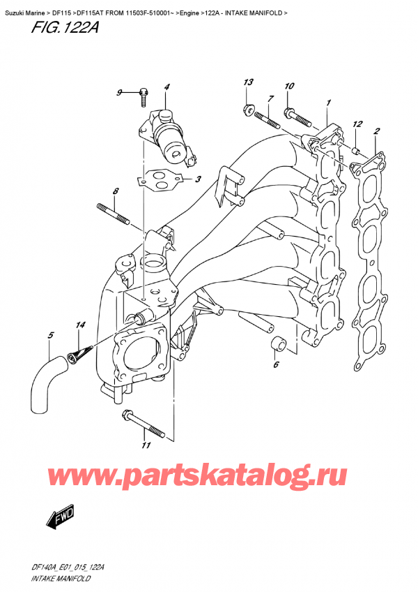  ,    , Suzuki DF115A TL FROM 11503F-510001~ (E01)  2015 , Intake  Manifold -  