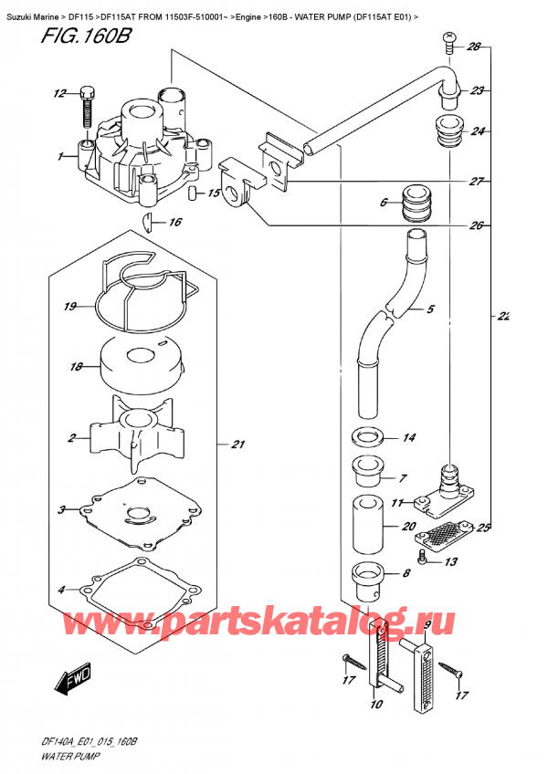  ,   , Suzuki DF115A TL FROM 11503F-510001~ (E01)  2015 ,   (Df115At E01) / Water  Pump  (Df115At E01)