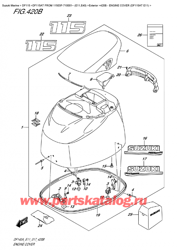  ,   , Suzuki DF115A TL / TX FROM 11503F-710001~ (E11), Engine Cover  (Df115At  E11) /   () (Df115At E11)